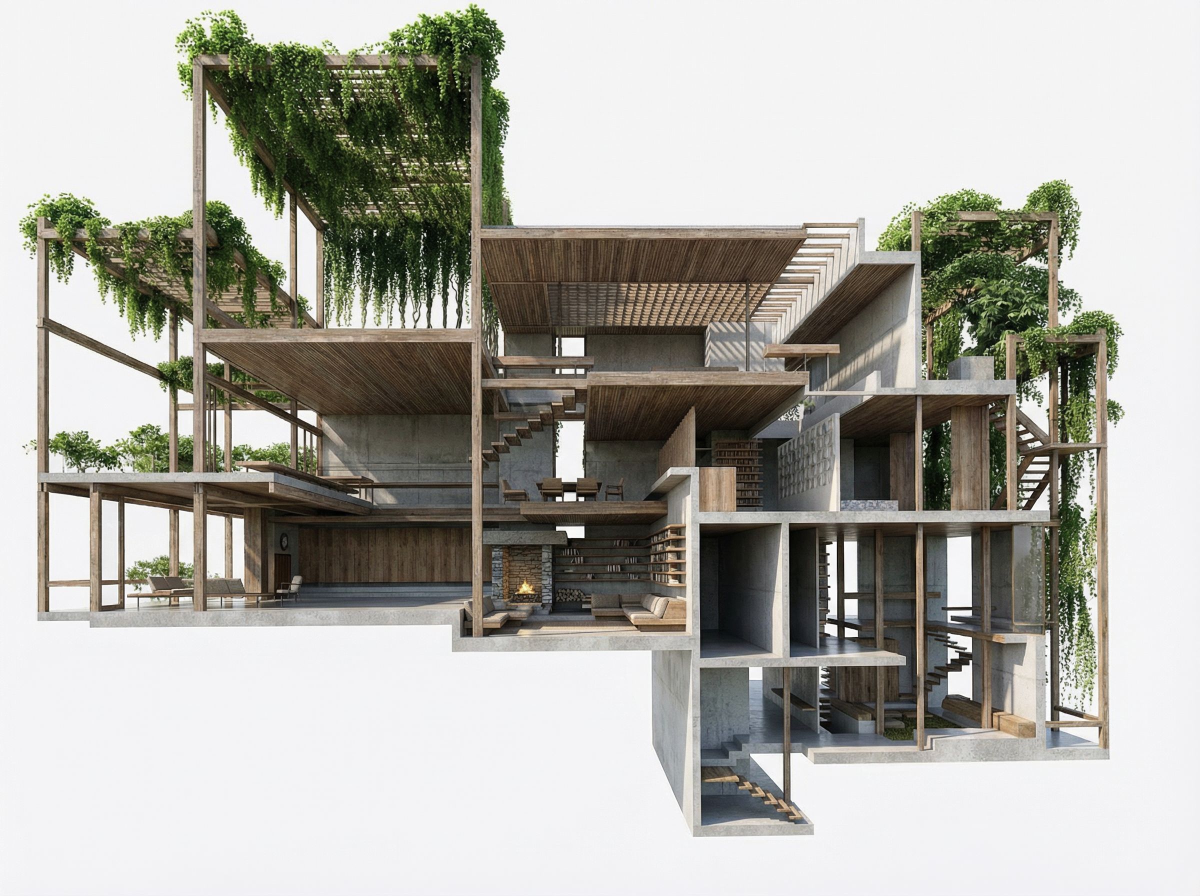 Photorealistic architectural render generated by AI